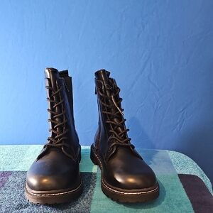 Torrid Black Combat Moto Boots with Lace-Up Design